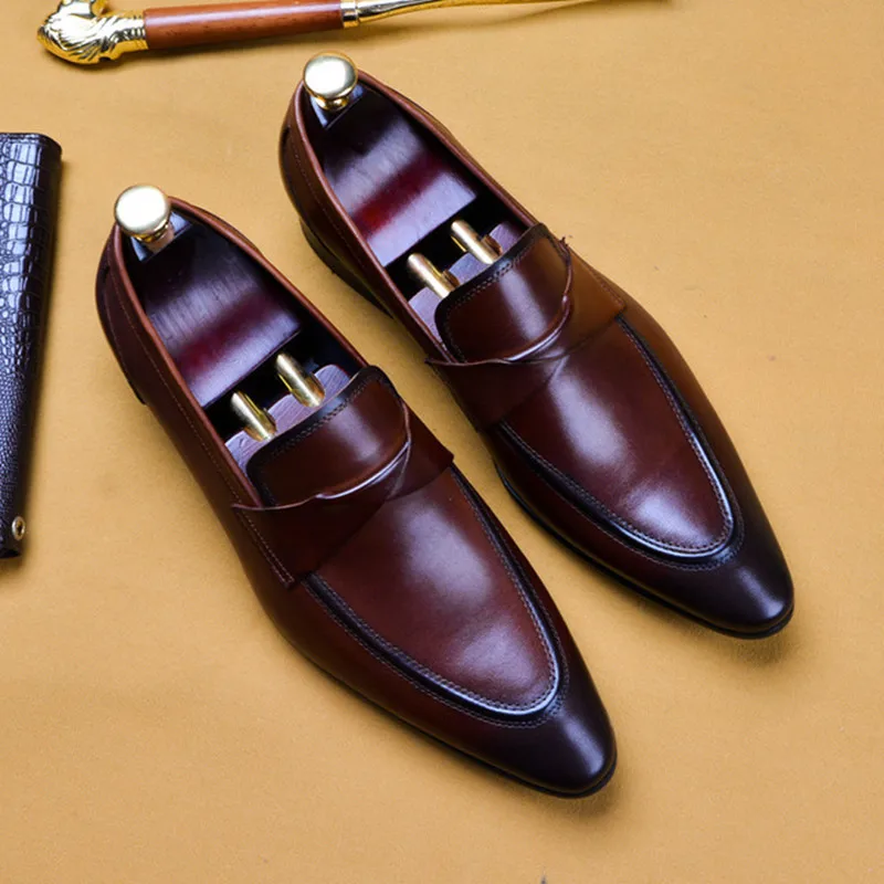 Summer Formal Shoes Men brand Italian shoes fashion mens dress shoes genuine leather black wedding male shoes buty meskie