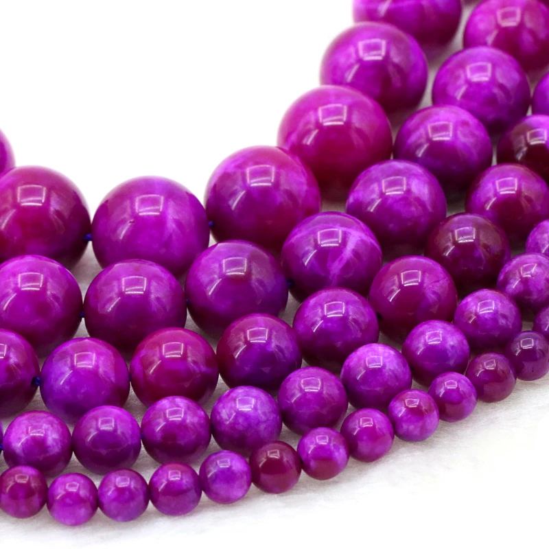 Бусина халцедон фиолетовая 6/8/10/12/14 мм 15 дюймов|loose beads|jewelry makingbeads jewelry making |