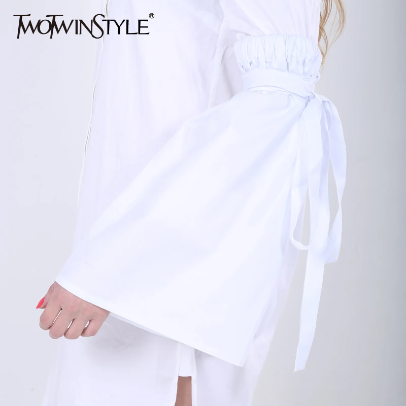 TWOTWINSTYLE 2019 Женская повязка на шнуровке с расклешенными рукавами и манжетами