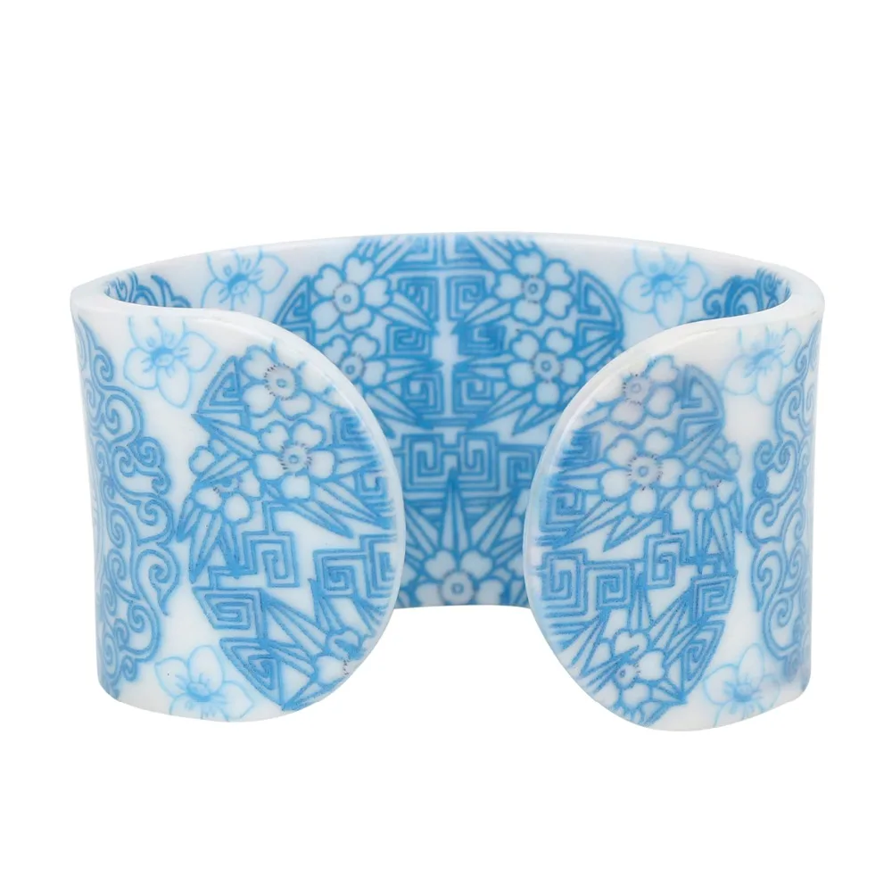 Bonsny Plastic Floral Chinese Blue And White Porcelain Paper-cut Bangles Bracelets Vintage Ethnic Jewelry For Women Girls Ladies | Украшения