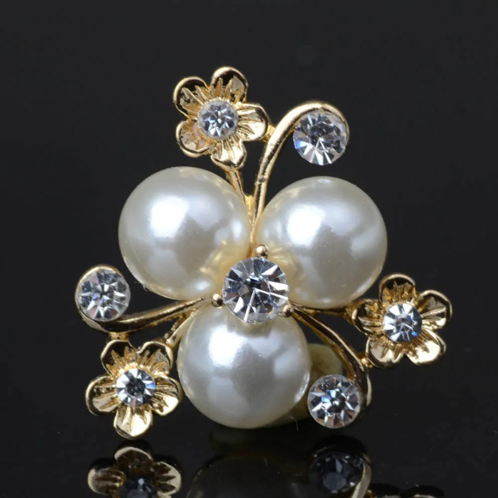 

10pcs/lot Pearl Gold Buttons Flatback Embellishment for Craft DIY Hair Bow Bridal Bouquet Metal Decorative Jewelry Accessories
