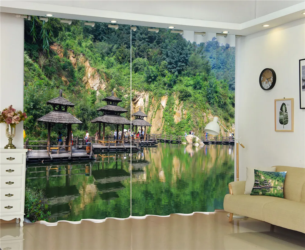 

3D Window Curtain Famous waterfall Luxury Blackout Living Room office Bedroom Drapes Rideaux Cortina Customized size pillowcase