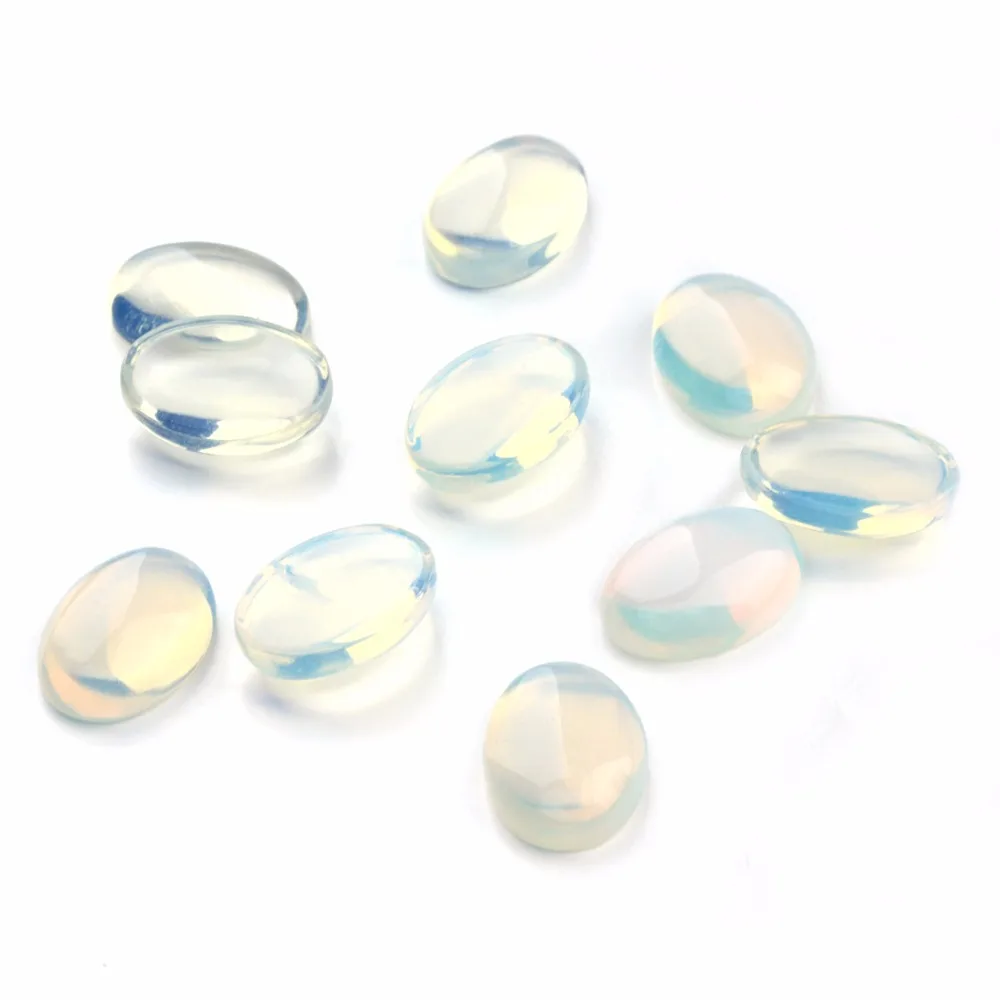 LOULEUR 10pcs/lot 10*14/13*18/18*25mm Natural Stone Cabochon Beads White Opal Oval Created For Jewelry Making | Украшения и