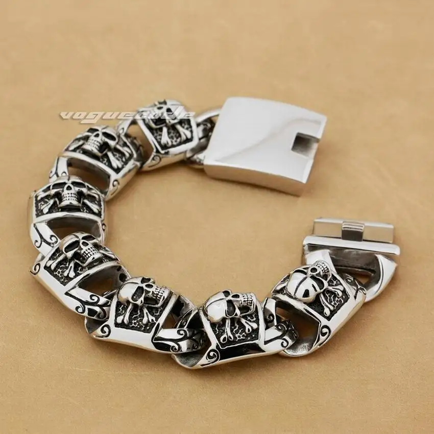 5 Длина 316L Нержавеющая Сталь Огромный тяжелый пиратский череп мужской Байкерский