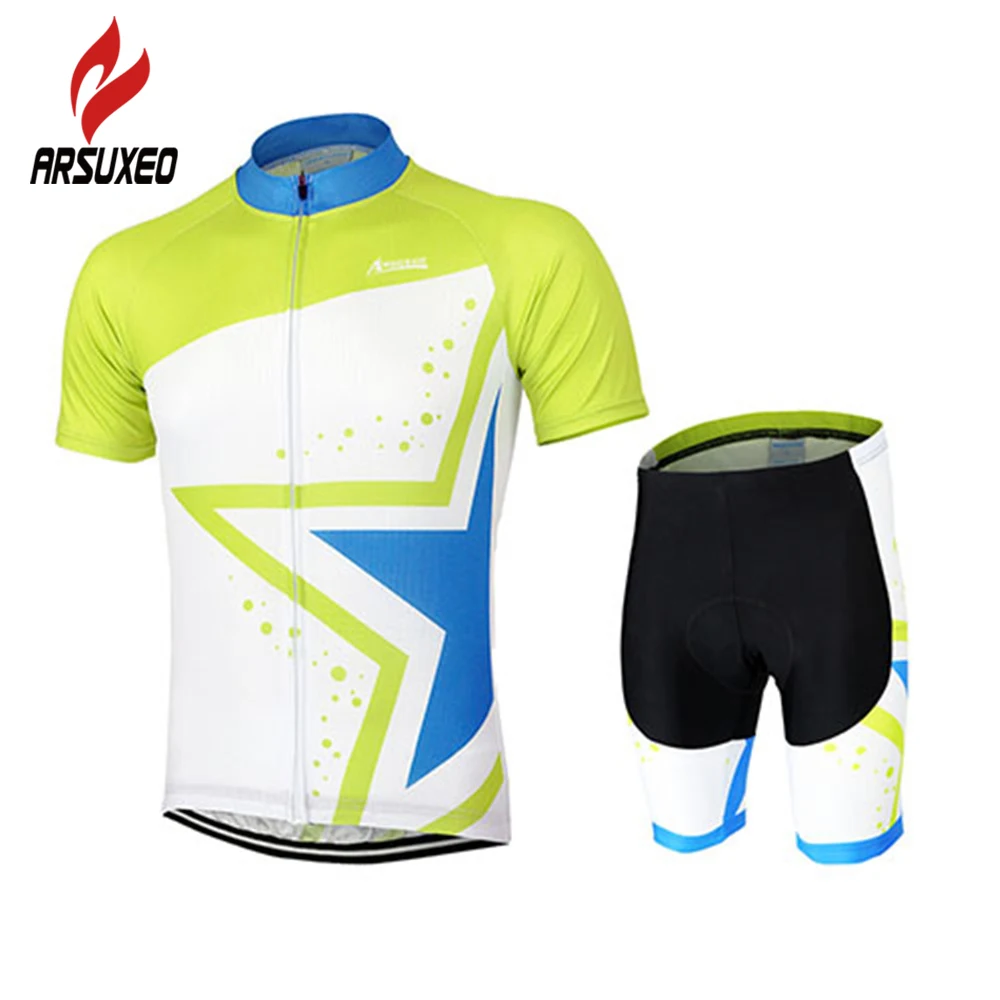Спортивный костюм ARSUXEO футболка с коротким рукавом + брюки для езды на велосипеде