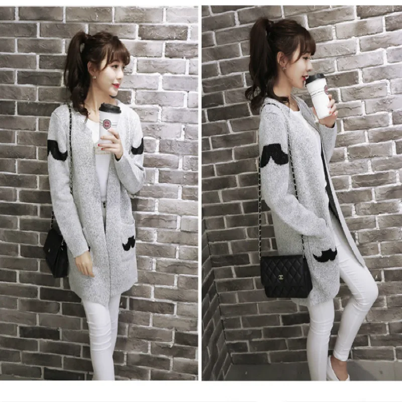 2017 Fashion Star Pattern Cardigans Female Sweaters Long Sleeve Knitted Slim Women Sweater Cardigan |