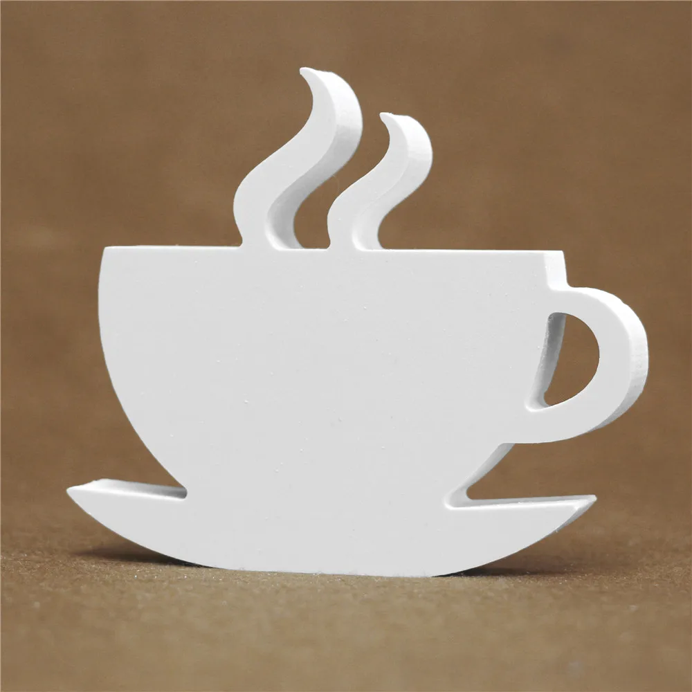 Coffee Cup Diy Freestanding thick 15MM Wood Wooden Letters White Alphabet Wedding Birthday Party Home Decorations Personalised Name Design - Цвет: Coffee Cup