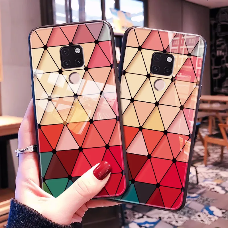 Manderm разноцветный Модный чехол для телефона из закаленного стекла на huawei P30 P20 Pro