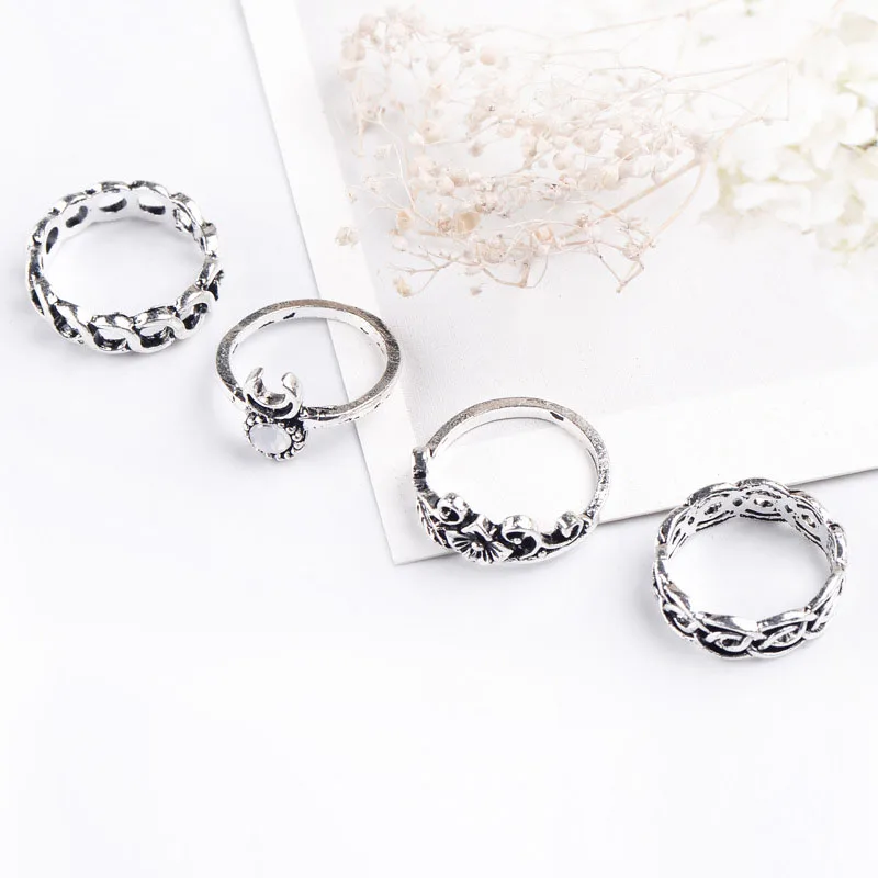 Мода несколько богемных ипомея белая слон кольцо с камнем 10 шт. набор