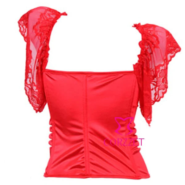 Латексная готическая одежда Женский атласный и кружевной черный корсет