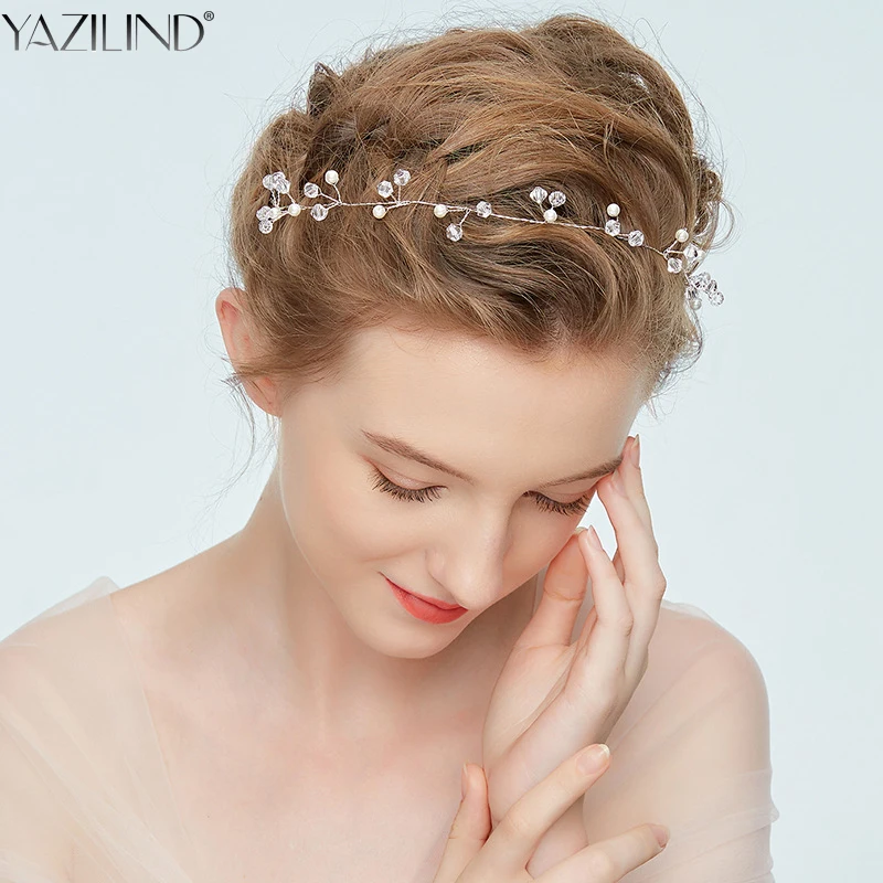 Yazilind ручной работы свадебные hairbands искусственного Кристалл Перл ободки тиара