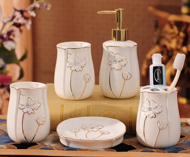 5 шт. простой бытовой керамический набор для ванной комнаты серии украшения дома