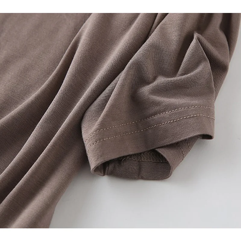 Женская Модальная футболка с глубоким V образным вырезом свободного покроя|t-shirt