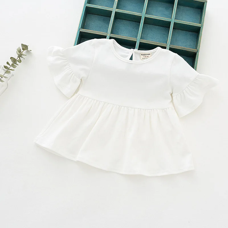 Футболка для девочек милая блузка с короткими рукавами и оборками хлопковые топы