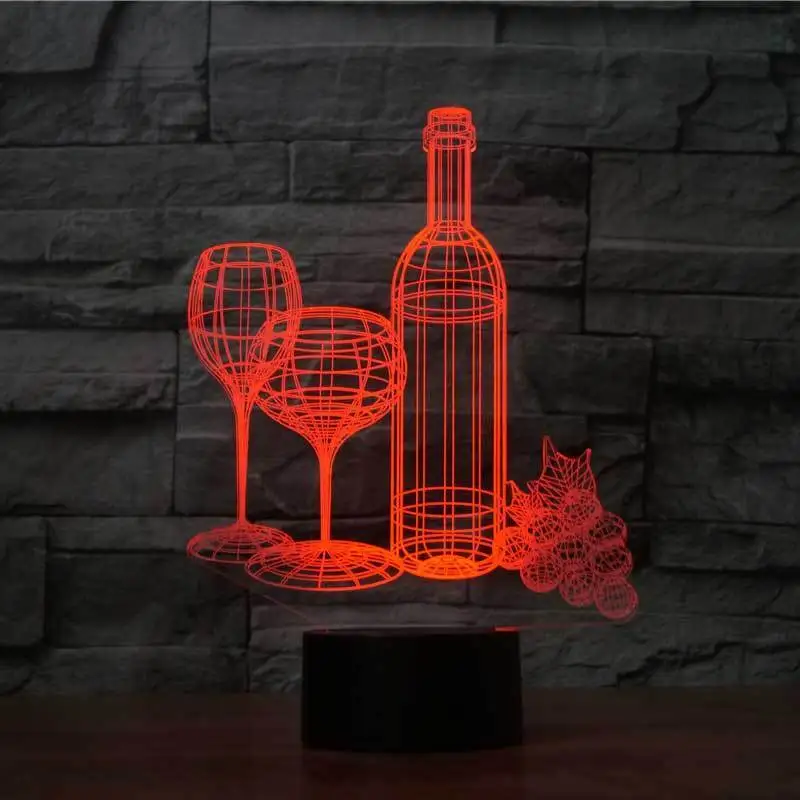 Чашка вина Led 3D ночник виноград романтические настольные лампы для детей