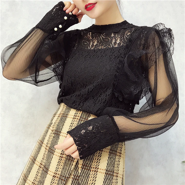Amolapha 2018 весенние женские кружевные блузки и майки модные с вырезами|crochet blouse|blouse