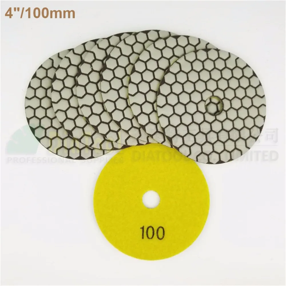 Diatool 7 шт. 100 мм грит#100 diamond сухой Полировальная Подложка для Гранит и Мрамор, 4 дюйма Шлифовальный диск для камень без воды
