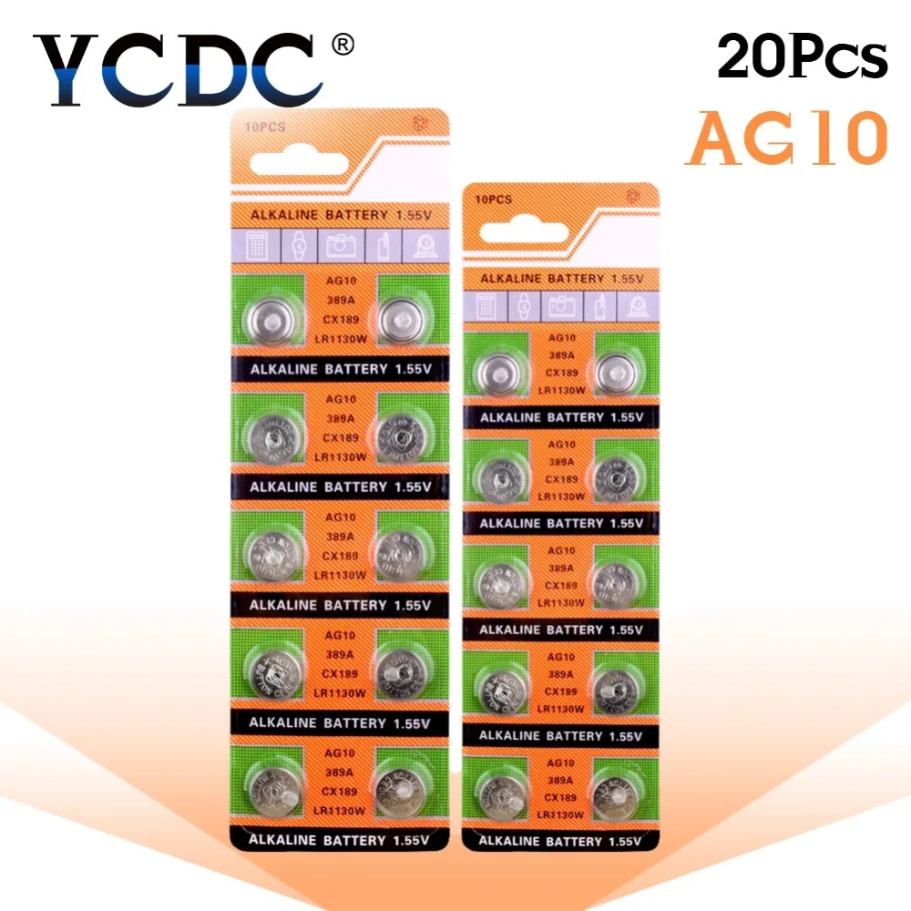 YCDC дропшиппинг 20 штук AG10 ячейки Батарея LR1130 V10GA часы кнопка 189 389 390 LR54 Батарейки+ Лидер продаж+ 50% off
