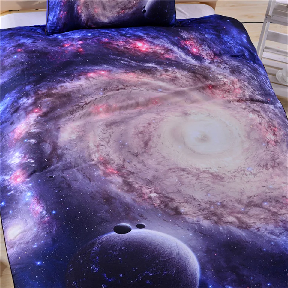 Новинка, 3D, галактика, облака, звездное небо, одеяло, набор постельного белья для подростков, Твин/Квин размер, пододеяльник, покрывало, простыня, наволочка, синий