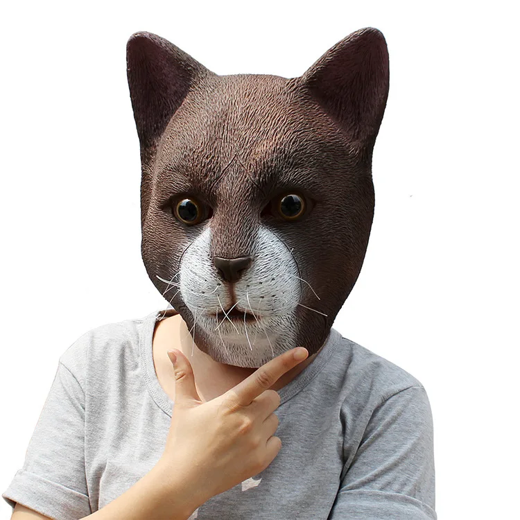 Забавная Angry Cat Хэллоуин косплей маски животных полная латексная маска для лица