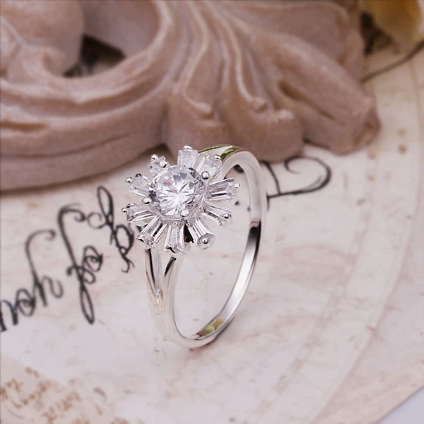 Горячие продажи exo посеребренные кольца инкрустированные камнем фейерверк