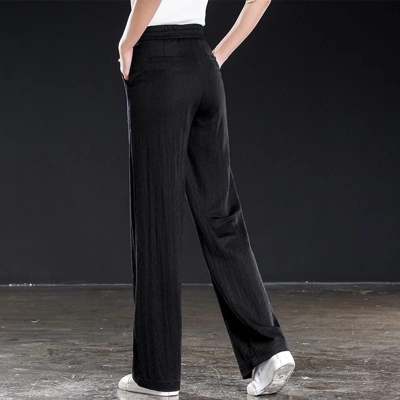 Shangege Summer Black Women Full Length Loose Straight Wide Leg Pants Elasticity High Waist Sashes Plust Size 4XL 5XL 6XL