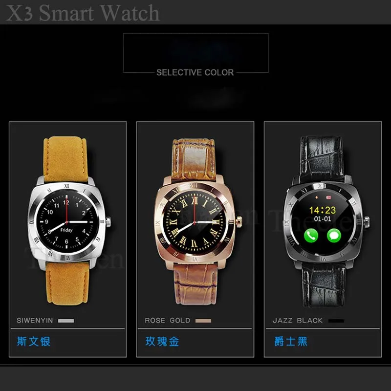 Хорошее X3 SmartWatch телефон mtk6261 IPS круглый Экран gsm шагомер мониторинга