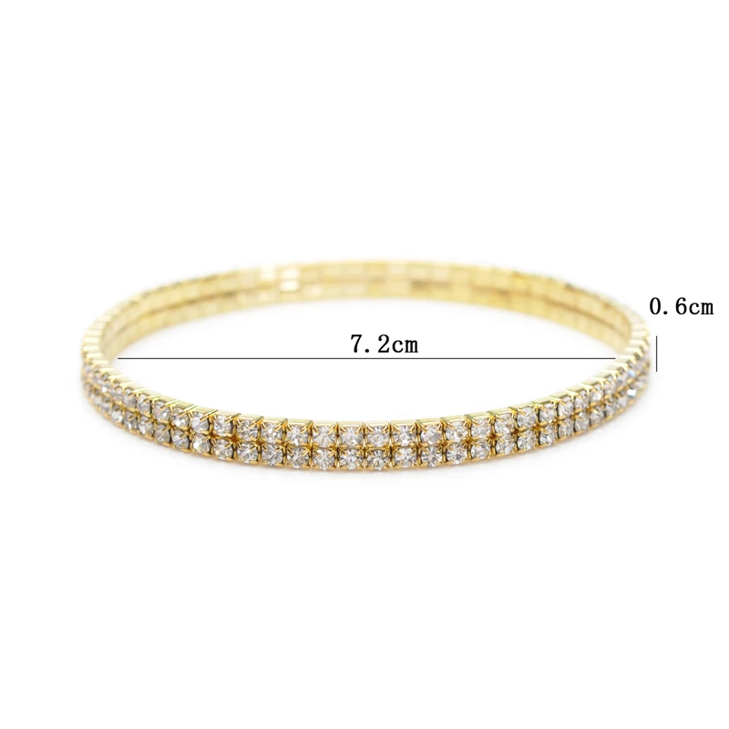 1Pc 1/2 Row Gold Silver Color Crystal Stretch Anklet For Women Girls Elastic Foot Chain Ankle Bracelet Bangle Jewelry Gifts | Украшения и