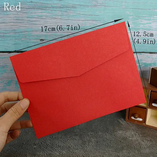 red 10 шт. конверты разных конфетных цветов, канцелярские принадлежности, подарочные карты, одноцветные конверты, открытки, фото, письма для хранения, офисные, школьные принадлежности - Цвет: red