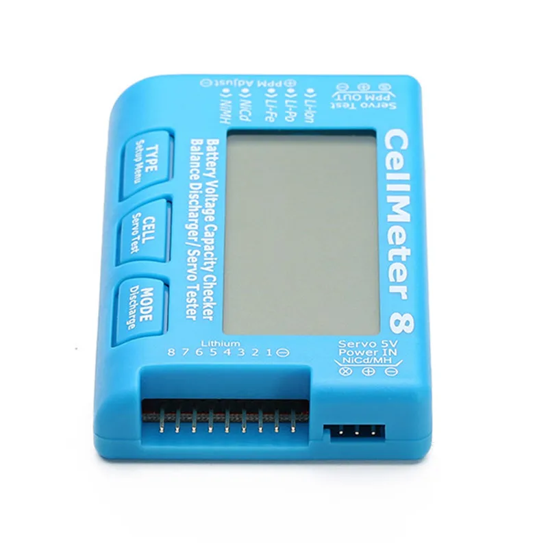 Тестер емкости батареи Servo Tester RC CellMeter 8 со светодиодной подсветкой для Li Po/Li lon/Li Fe(2