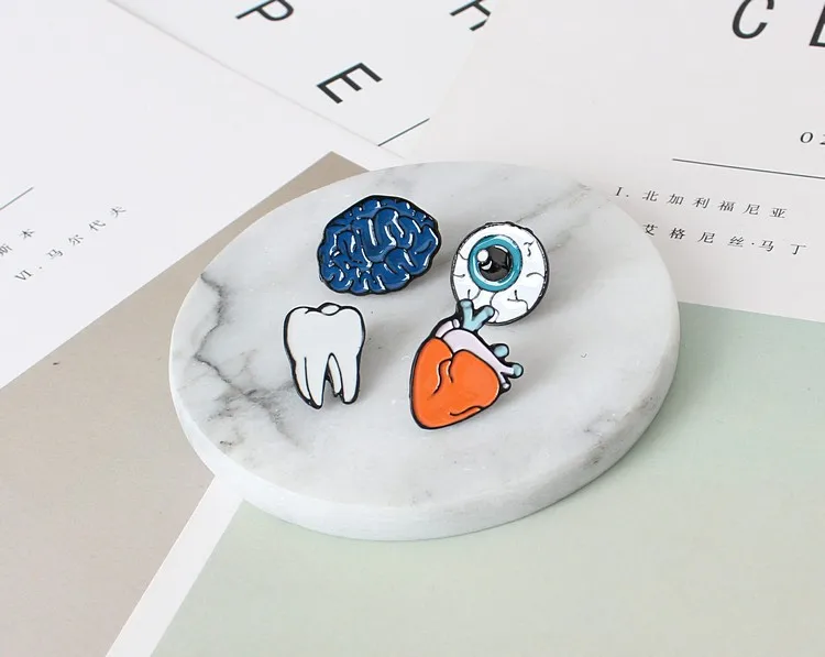 Эмалированные Броши с сердечком для женщин эмалированные глаз и зубов|Броши| |
