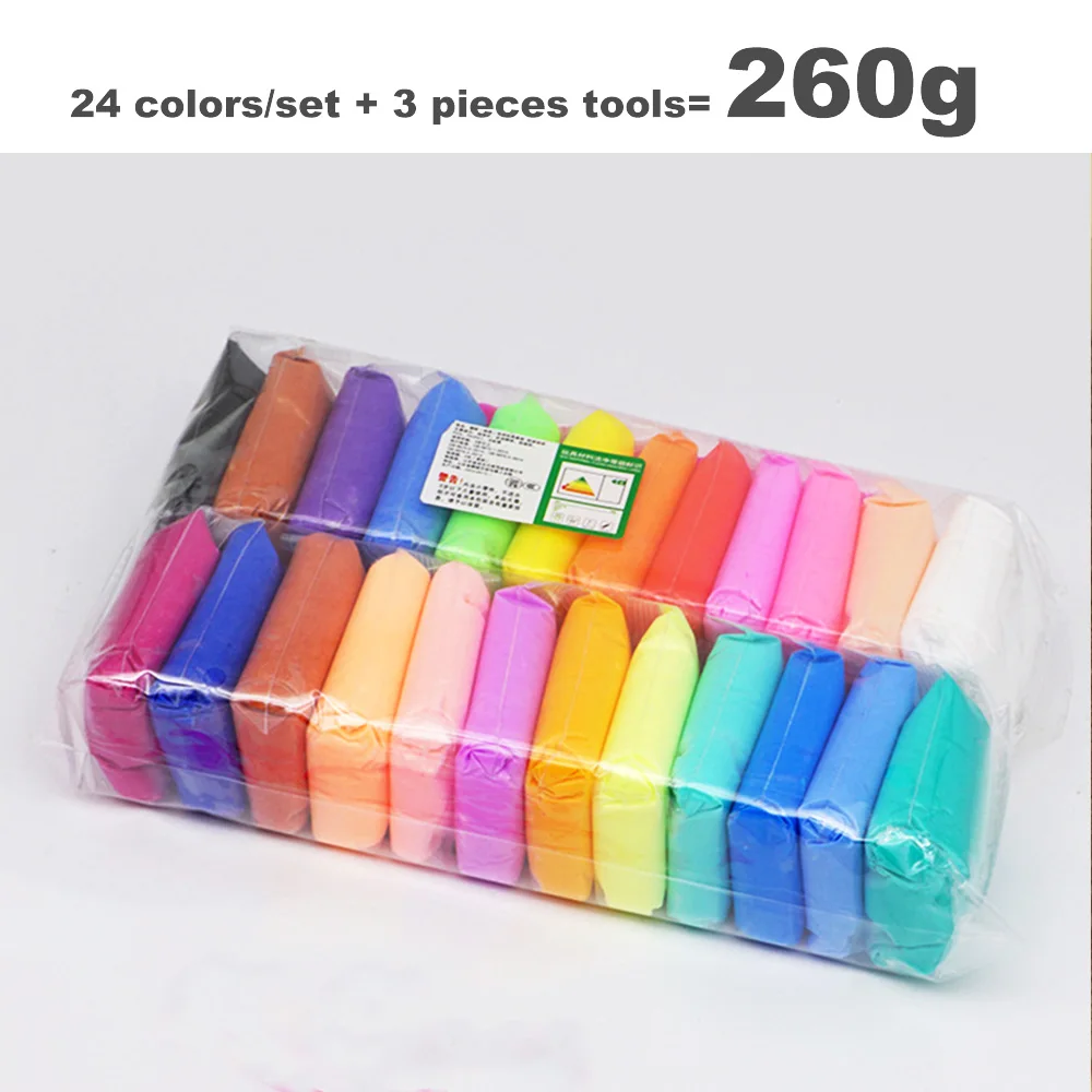 24color(about 260g) 12/24/36 Цветной сохнущая на воздухе светильник глиняные игрушки хандум с возможностью креативного самостоятельного выбора между мягкая игрушка из пластилина из полимерной глины на день рождения Рождественские подарки для детей - Цвет: 24color(about 260g)