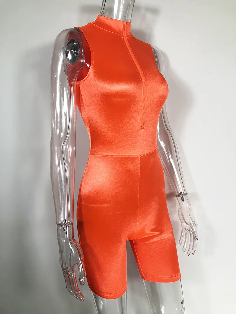 Сексуальный комбинезон на молнии без рукавов цветные шорты боди повседневный