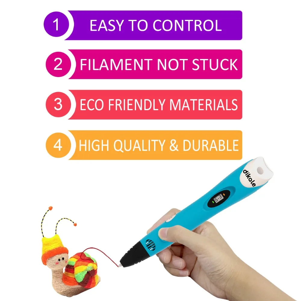 Ручка для 3d-печати Dikale, USB Canetas Criativa, 7-го поколения, Impresora Magica, 3d-ручка для рисования, PLA нить, детский подарок для взрослых (art.: 7add7c678) - 7add7c678