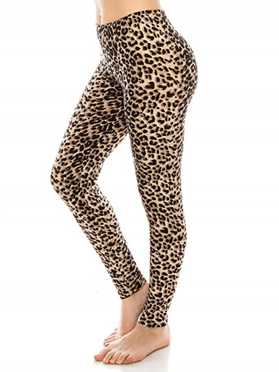 

Leopard Print High Waist Leggings Multicolor Casual Athleisure Lady Highstreet Women Pants Trousers Drop Shopping