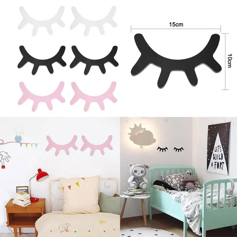 2 шт. скандинавские милые деревянные ресницы с рисунком 3D Мультяшные сонные глаза