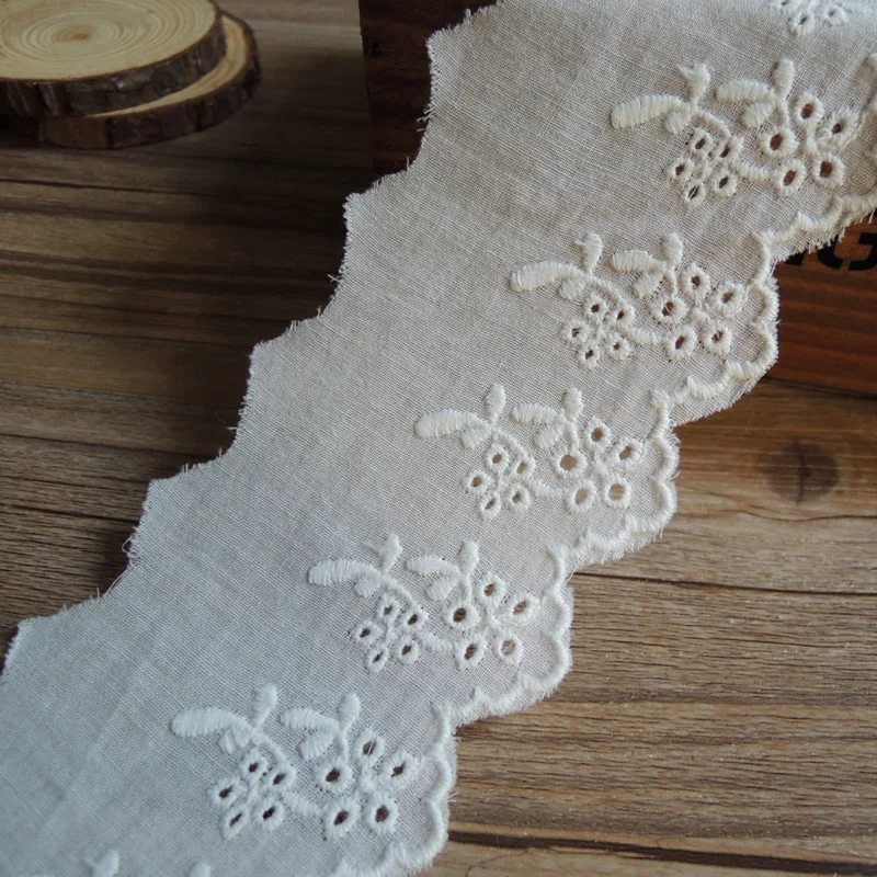 cotton fabric cut out embroidery wave edge lace 6cm clothes accessory home textile table curtain trim headwear ribbon retro DIY | Дом и сад