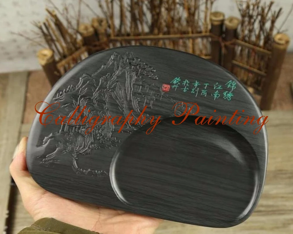 She Ink резьба по камню пейзаж Inkstone Inkslab каллиграфия инструмент для рисования |