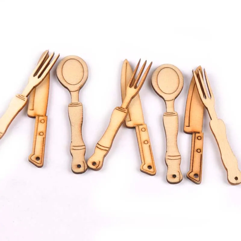 12 шт. детский деревянный нож и вилка|Поделки из дерева| |