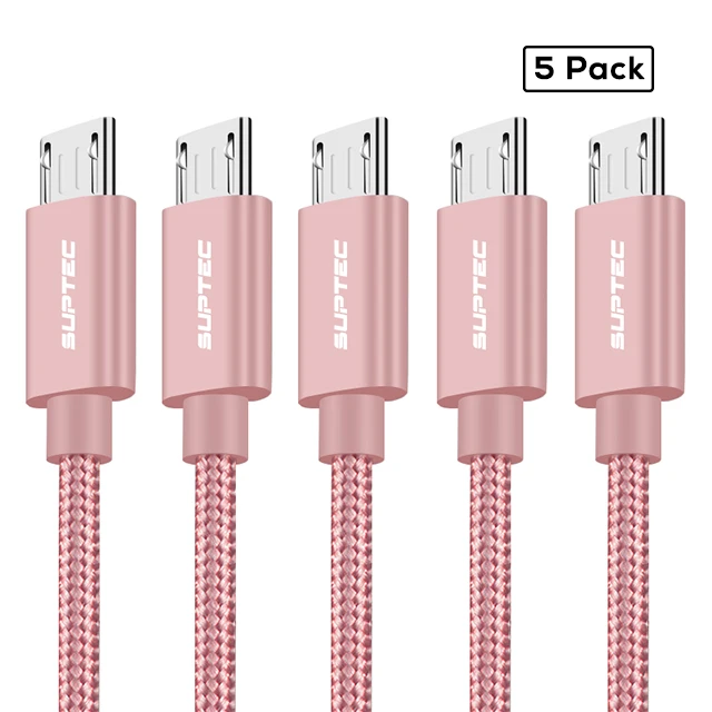 SUPTEC 5 Пакет Micro USB кабель для Xiaomi Redmi Note 5 Pro шнур Быстрая Зарядка Кабель Microusb для samsung Android микрокабель для передачи данных - Цвет: Rose gold