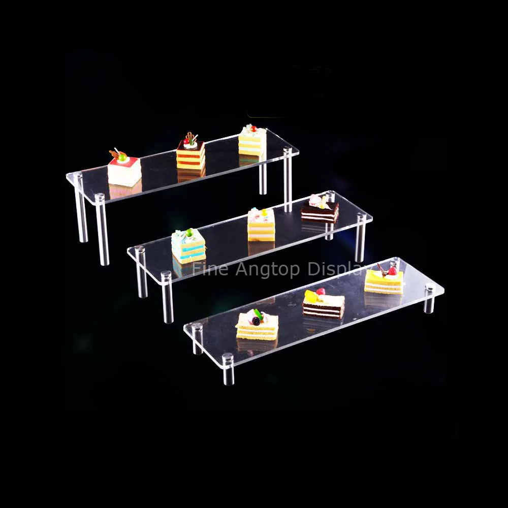 Clear Acrylic Riser Set Showcase For Jewelry Collection Cupcake Display Stand