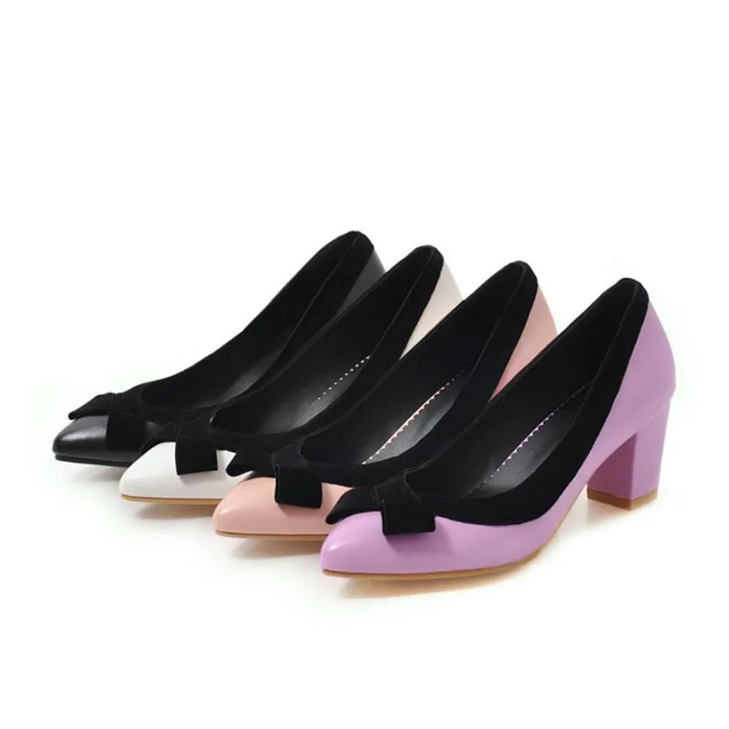 FITWEE Brand Women Pumps Mixed Color Thick High Heels Shoes Office Ladies Daily Club Fashion Footwear Size 33-43 | Обувь