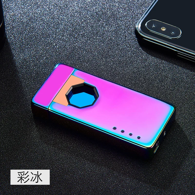 Безопасная ветрозащитная зажигалка с инфракрасным датчиком, USB, двойная дуговая импульсная Зажигалка для сигарет, креативная мощная зажигалка с дисплеем, умная зажигалка для мужчин, подарок - Цвет: 1