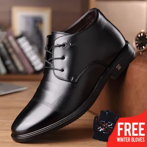 OSCOзимние ботинки для мужчин, теплые плюшевые кожаные ботинки на шнурках, обувь для папы и бизнеса, 2019