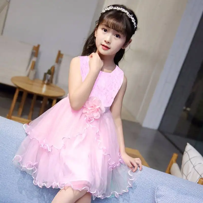 Летние платья для девочек новинка 2021 Корейская версия кружевная юбка-пачка без