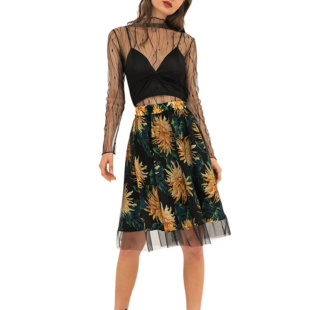 Модная женская плиссированная юбка в форме А средней высоты с принтом экрана