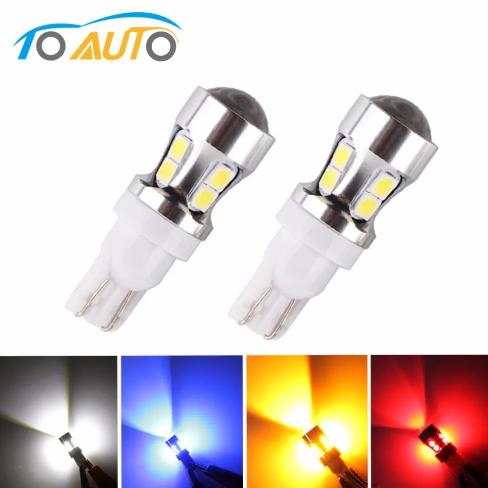 2 шт. Автомобильные светодиодные лампы T10 10 smd Canbus OBC без ошибок DRL 194 W5W|xenon white|car