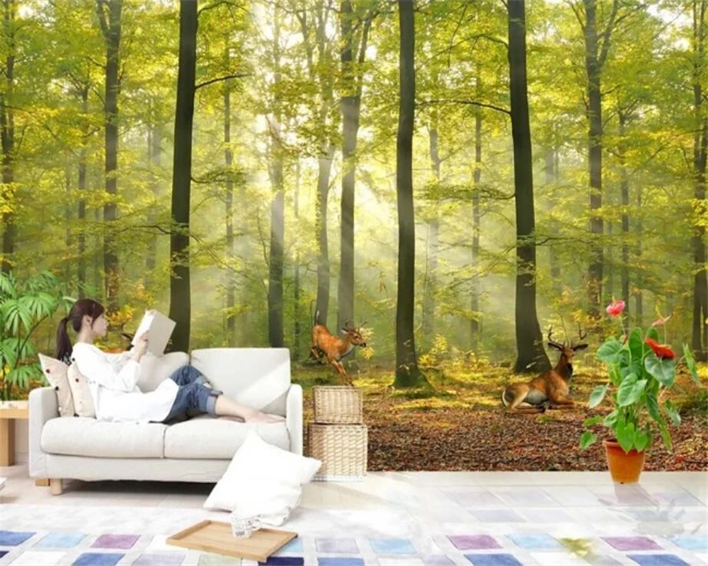 Пользовательские фотообои wellyu 3d обои норвежский лес лось гостиная спальня фон