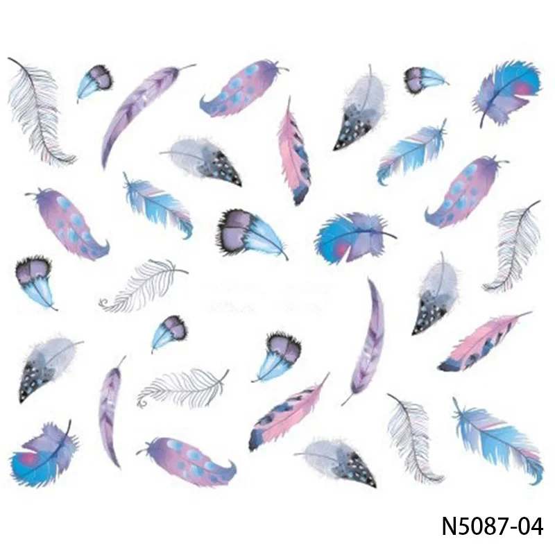 NAILWIND 1 лист новые радужные цветные перышки наклейки для дизайна ногтей сделай сам