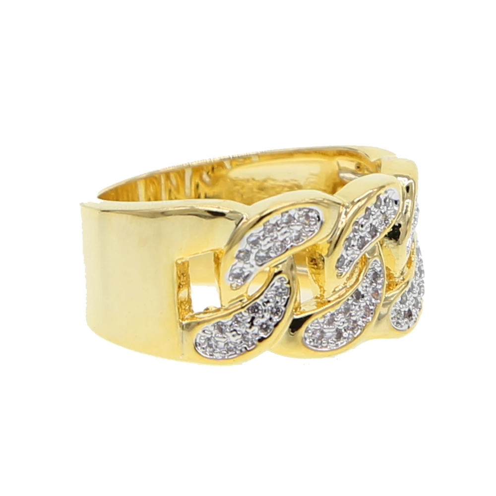 New Mans Trendy 2022 Rings Gold Color Top Quality Bling Ice Out AAA CZ Hip Hop Punk Ring In Promotions Cuban Link Chain | Украшения и
